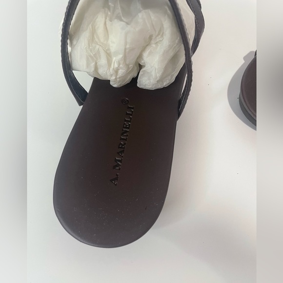 A. Marinelli Ablaze Brown Blue Jeweled Beaded Sandal size 6.5M - Picture 4 of 9